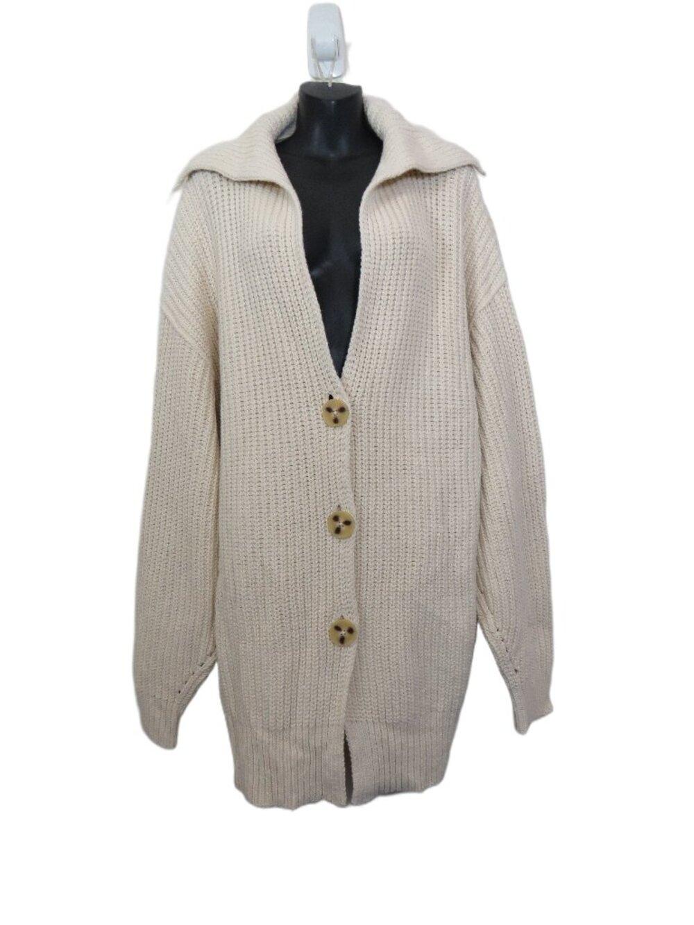 Free People size Small Swim Too Deep Oversized Knit Cardigan Sweater Ivory NEW